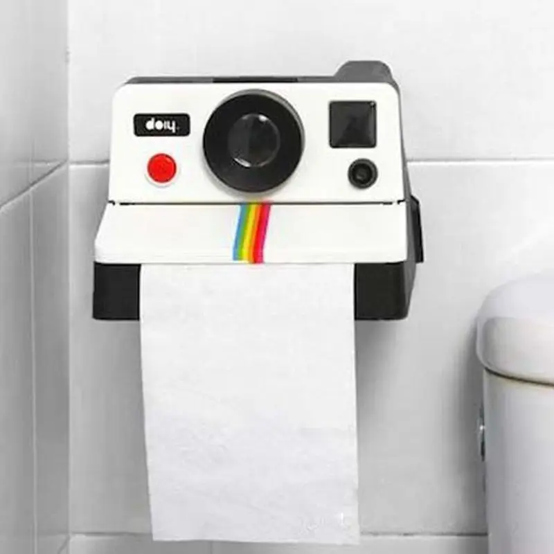 Retro Camera Shape Toilet Roll Paper Holder Creative Plastic Tissue Storage Box Wall Mounted Bathroom Organizer Racks Decoration