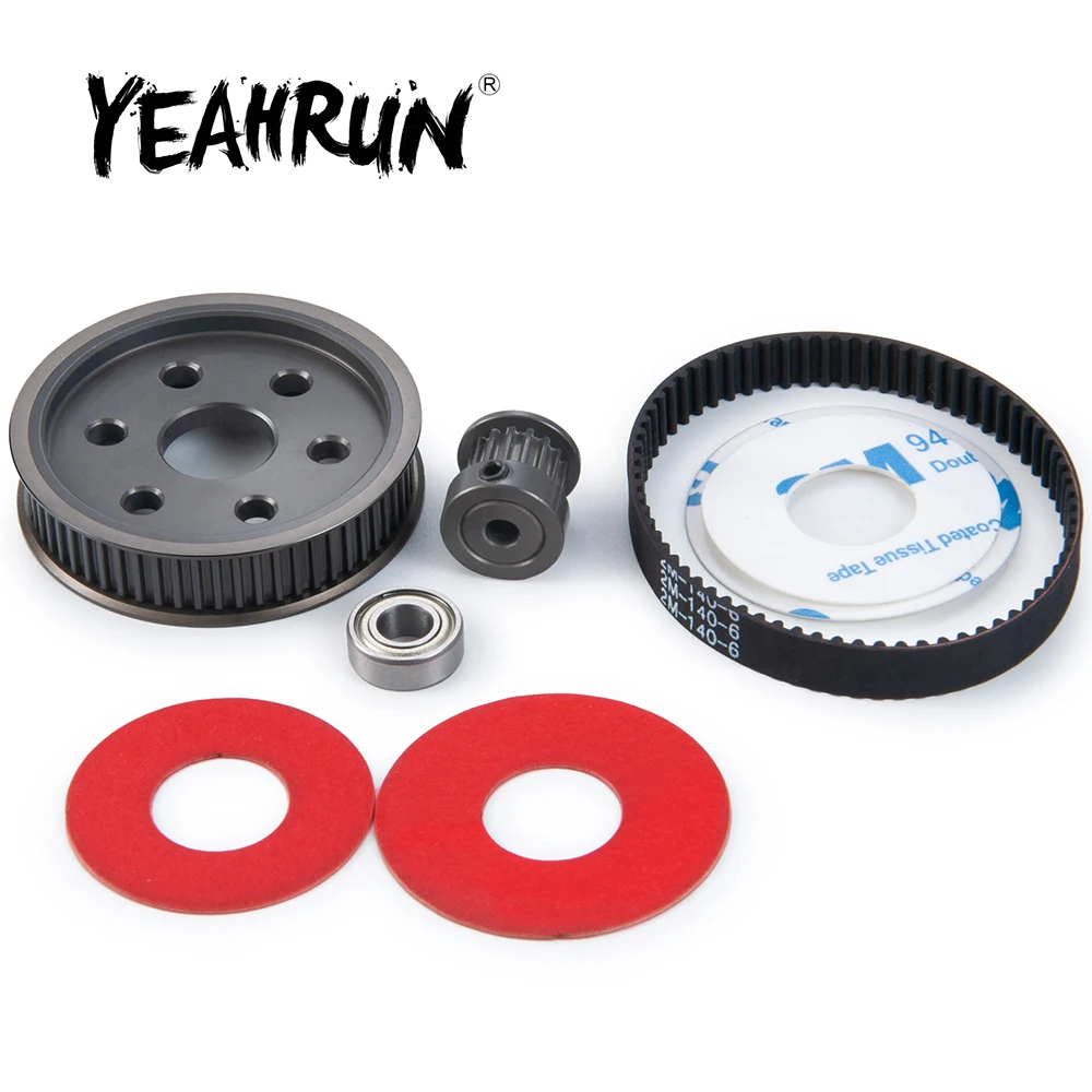 YEAHRUN 3.17/5.0 Motor Gear Shaft Conversion to Belt Transmission Replacement Kit for Axial SCX10 1/10 RC Car Upgrade Parts