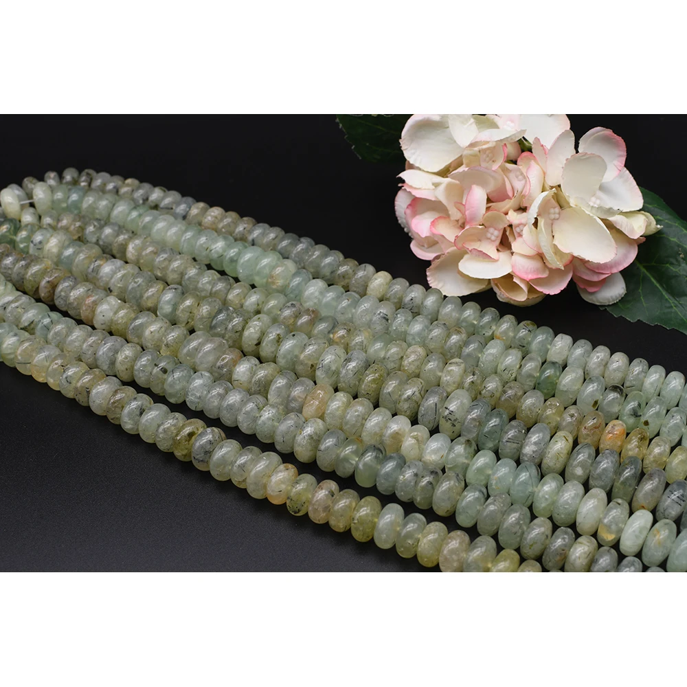 

15-20mm Natural Smooth Prehnite Abacus Beads For DIY Bracelet Necklace Jewelry Making Strand 15"