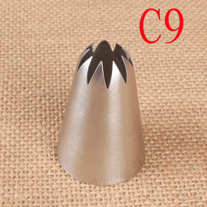 

New C9# 9 Tooth Cookies Cream Decorating Mouth 304 Stainless Steel Baking DIY Tools plus-Size