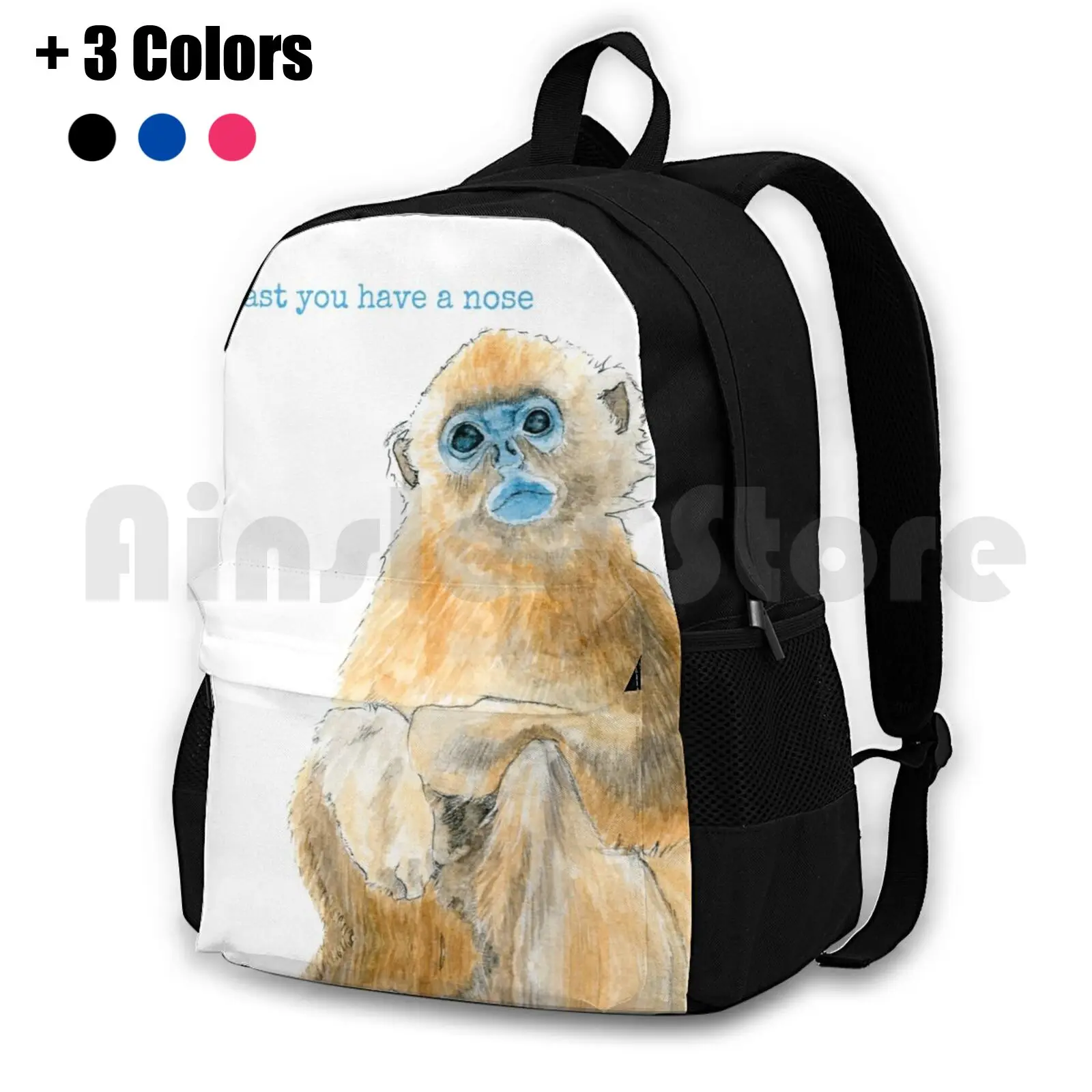 Good News From A Golden Snub Nosed Monkey Outdoor Hiking Backpack Waterproof Camping Travel Good News Get Well Monkey Golden