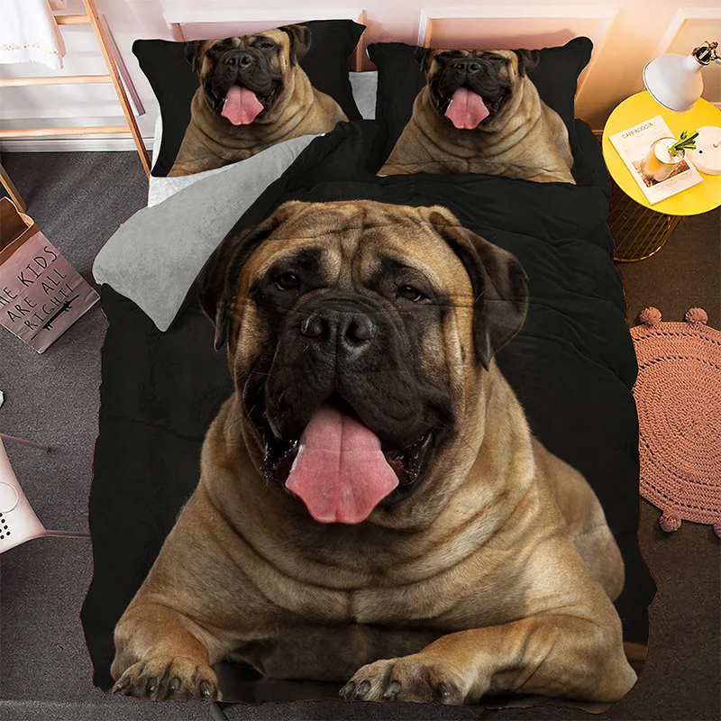 3D Lovely Pug Puppy King Size Bedding Sets Home Decoration Dog Queen Duvet Cover Pillowcase Festival Gift