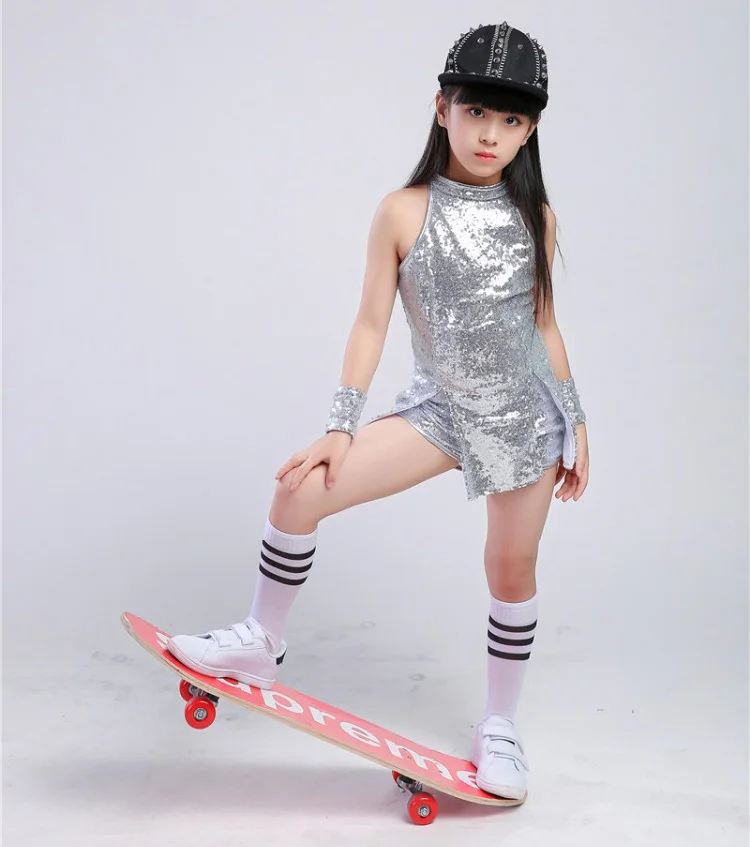 Children Stage Dancewear Kid Hip-hop Jazz Dance Suit Girl Modern Dance Clothing Girl Cheerleading Costumes