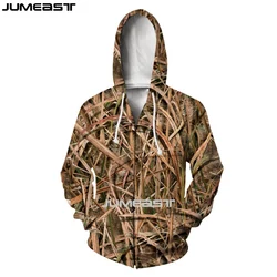Jumeast 3D Printed Bulrush Camouflage Men Zipper Hoodies Jungle Hunting Camo Women Hooded Sweatshirts Oversized Jacket Clothes