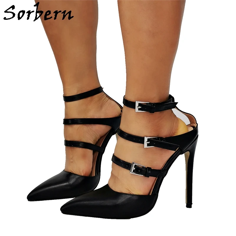 

Sorbern Black Ladies High Heel Pump Shoes Pointed Toe Slip On Stilettos Ol Shoe Party Footwear Night Club Female Heels Custom