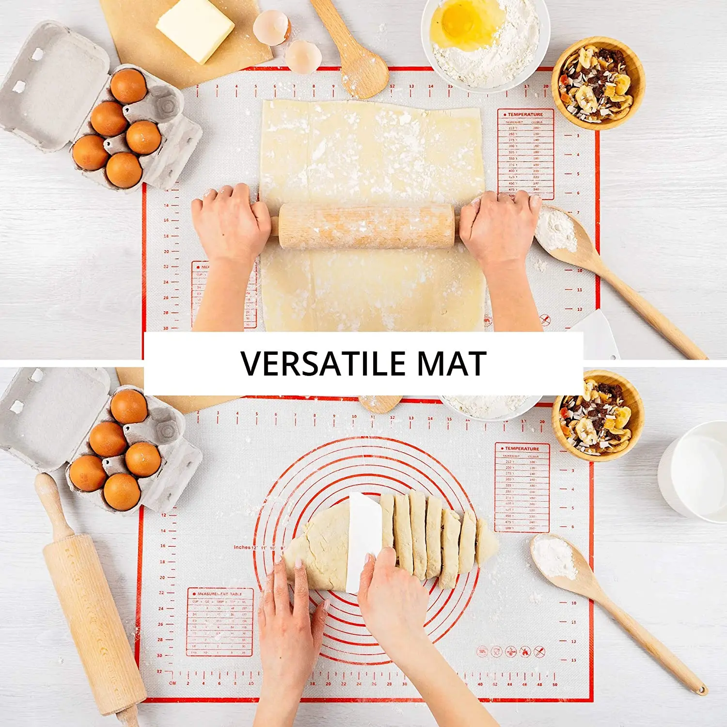 80/70/60cm Large Silicone Baking Mat Pastry Rolling Kneading Baking Pad Kitchen Mat Crepes Pizza Dough Nonstick Pan Cooking Tool