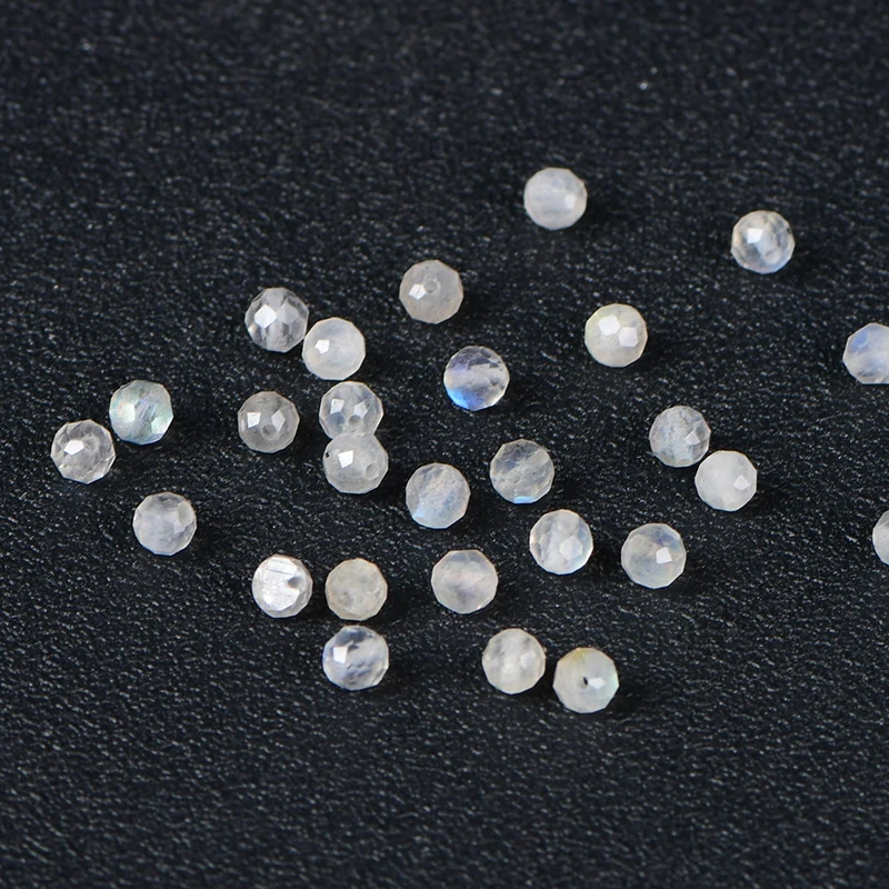 5A Natural Blue Light Diamond Cut Moonstone Crystal Single Bead DIY Beads Jewelry Making