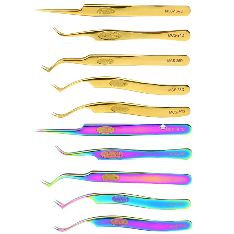 100% Vetus New Lettering Series Golden Tweezers Premium Beauty Makeup Tweezers For Build 3D 6D Eyelash