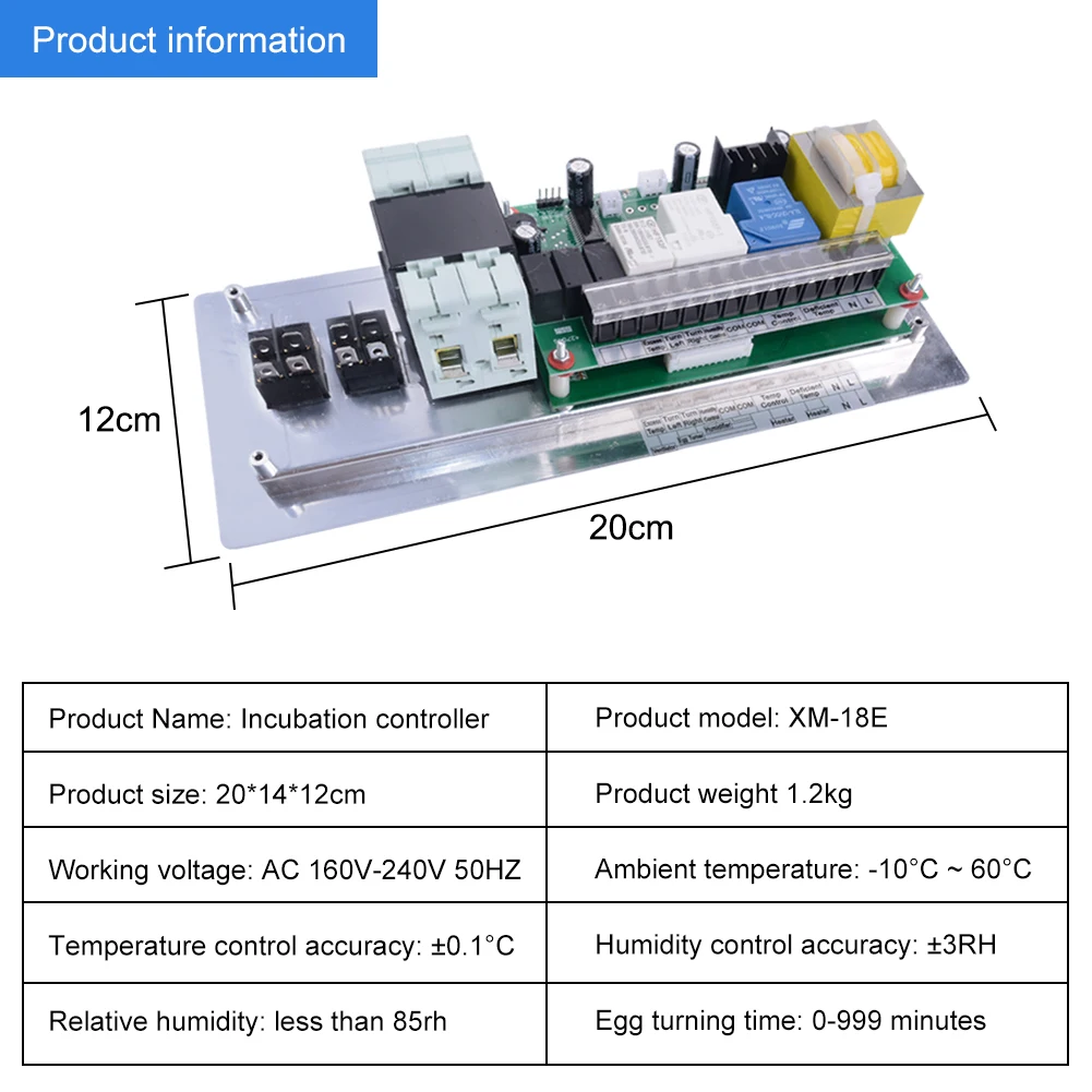 Yieryi XM-18E Intelligent Incubator Temperature Controller Moisture Meter Digital Egg Incubator Thermostat AC 160V-240V 50HZ