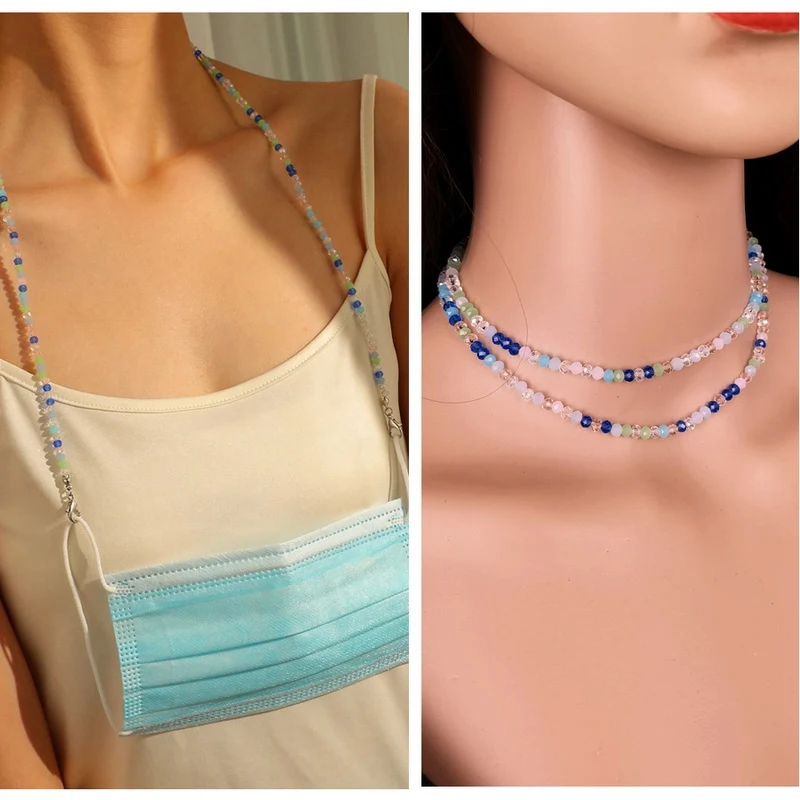 Hạt Pha Lê FNecklace Dây Chuyền Mắt Treo Trang Trí Mặt Nạ Móc Treo Hạt Kính Mát Dây Chuyền Trang Trí