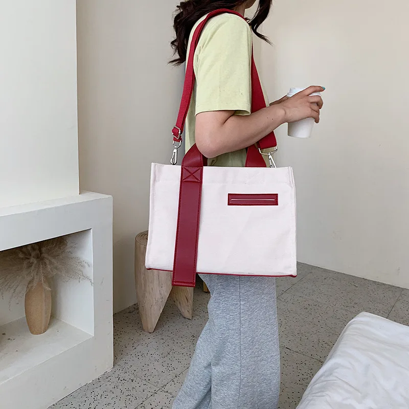 

Women Portable Canvas Single Shoulder Bag Fashionable Travel Crossbody Bags Casual Simple Messenger Bag Large Capacity Handbag