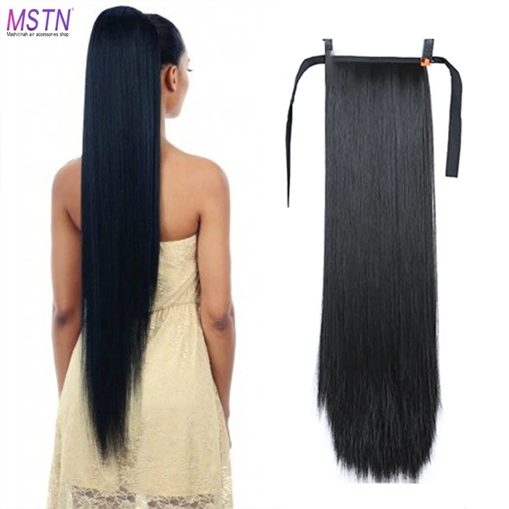 MSTN 30-Inch Synthetic Hair Fiber Straight Hair With Ponytail Extensions Fake Hair Wig Chip-in Hair Extensions Pony Tail Wigs