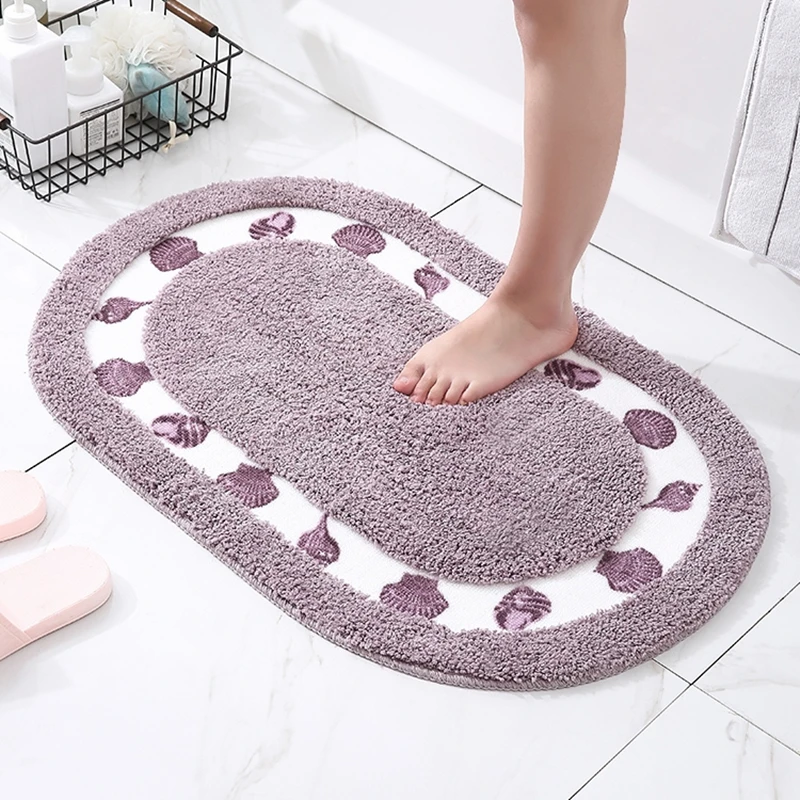 Oval Shape Bathroom Carpet, Microfiber, Bathtub Side Floor, Non-Slip Bath Mats, Toilet Rugs, Doormat for Shower 40x60 50x80cm