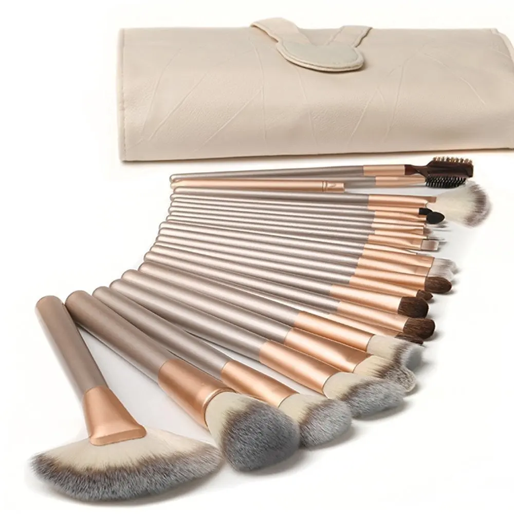 24Pcs Makeup Brushes Premium Synthetic Wood Handle Beauty Cosmetic Brushes for Eye Face Liquid Blending Blush Makeup Brush Set