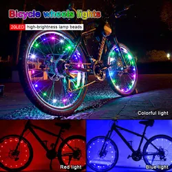 Waterproof Bicycle Spoke Light 2 Meters 20 LED Bike Wheel Light Safety Warning Cycling Flashing Light with AAA Battery