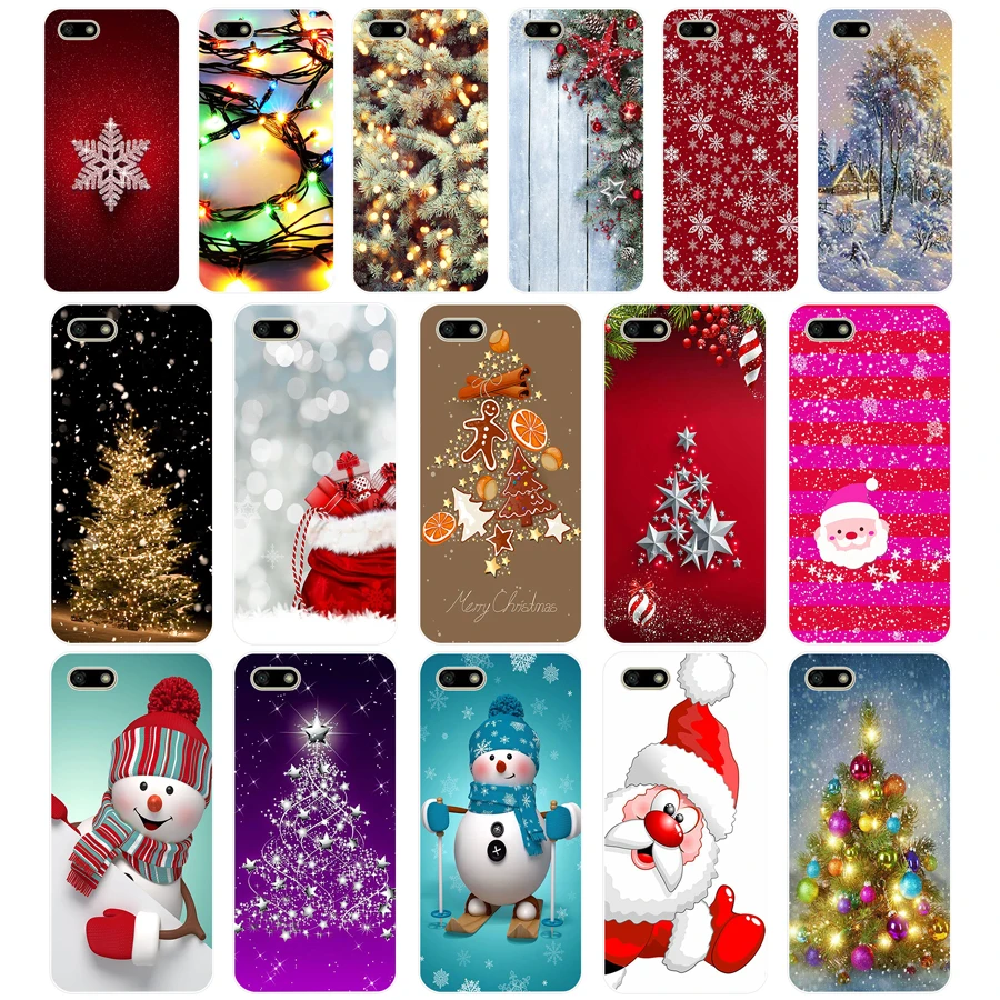 76 happy New Year merry Christmas Tree Snow Flakes Soft Silicone Tpu Cover Case for huawei Honor 7c 7x 7a pro 7x P20 Nova 2i 3i