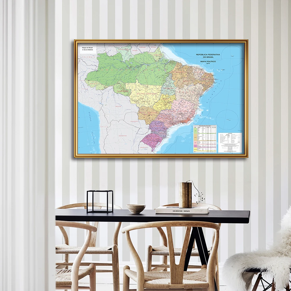 150*100 cm o mapa do brasil em português com cidades detalhadas pôster grande em tecido-não-tecido decoração de casa material escolar