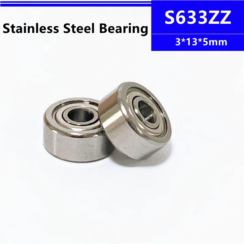 

10/50/100pcs S633ZZ 3*13*5mm Stainless Steel Deep Groove Ball Bearing 3x13x5mm SB633ZZ S633-2Z S633