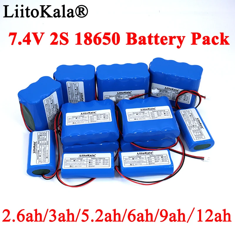 Liitokala 7.4V 18650 bateria litowa 2S 6ah 9ah wędkowanie LED światła głośnik Bluetooth 8.4V awaryjne DIY baterie z PCB