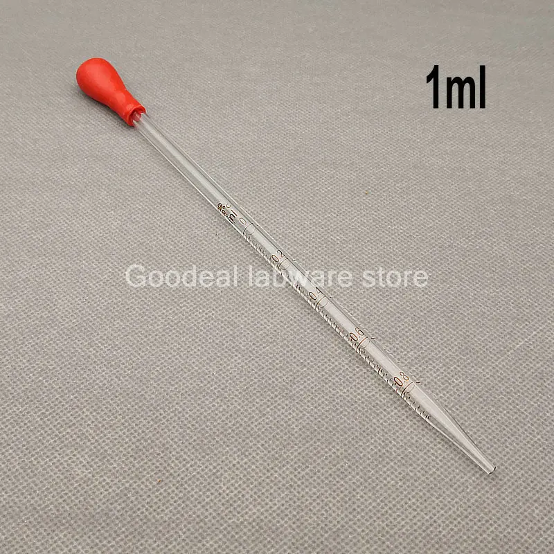 4pcs/lot Glass Graduated Pipette Dropper Vol. 1ml/2ml/3ml/5ml/10ml Transfering Pipette with Rubber Head