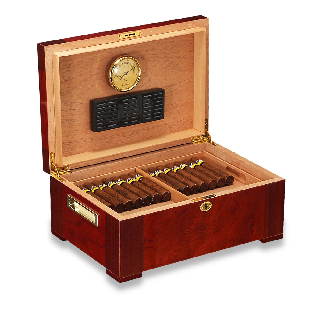 Imagem -03 - Madeira de Cedro Charuto Humidor Casa Grande Caixa de Charuto de Armazenamento Luxo Fumar Acessórios Humidor de Puros