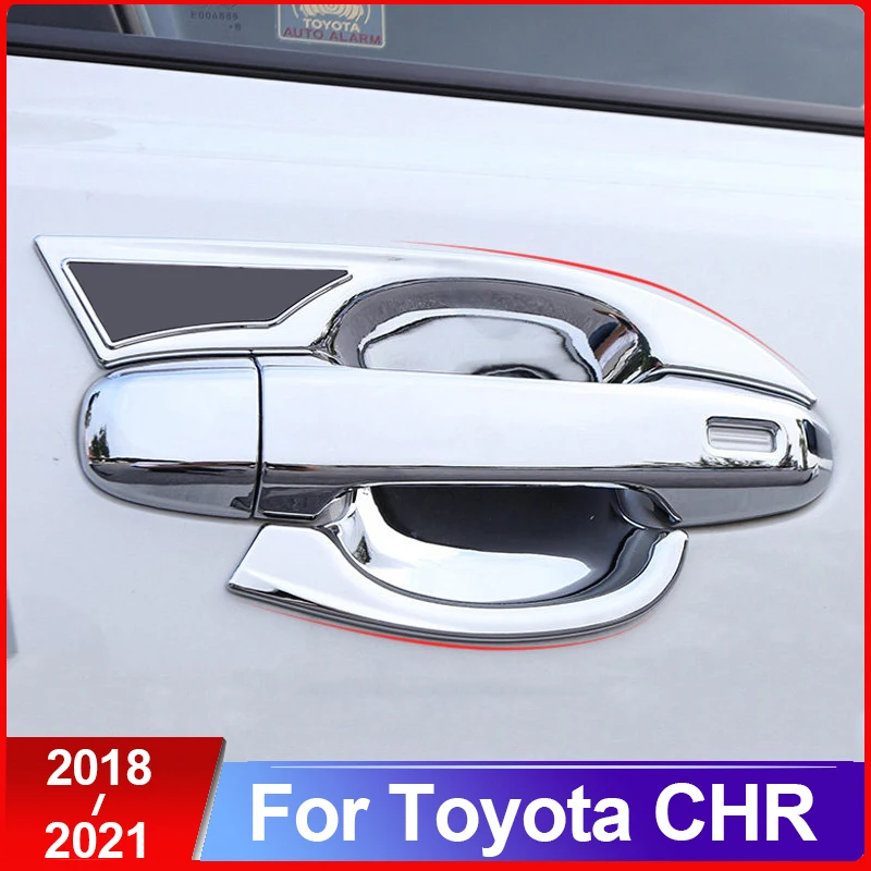 ABS Chrome Outer Door Bowl Handle Stickers Door Handle Bowl Frame For Toyota C-HR CHR 2016 2017 2018 2019 2020 2021 Accessories