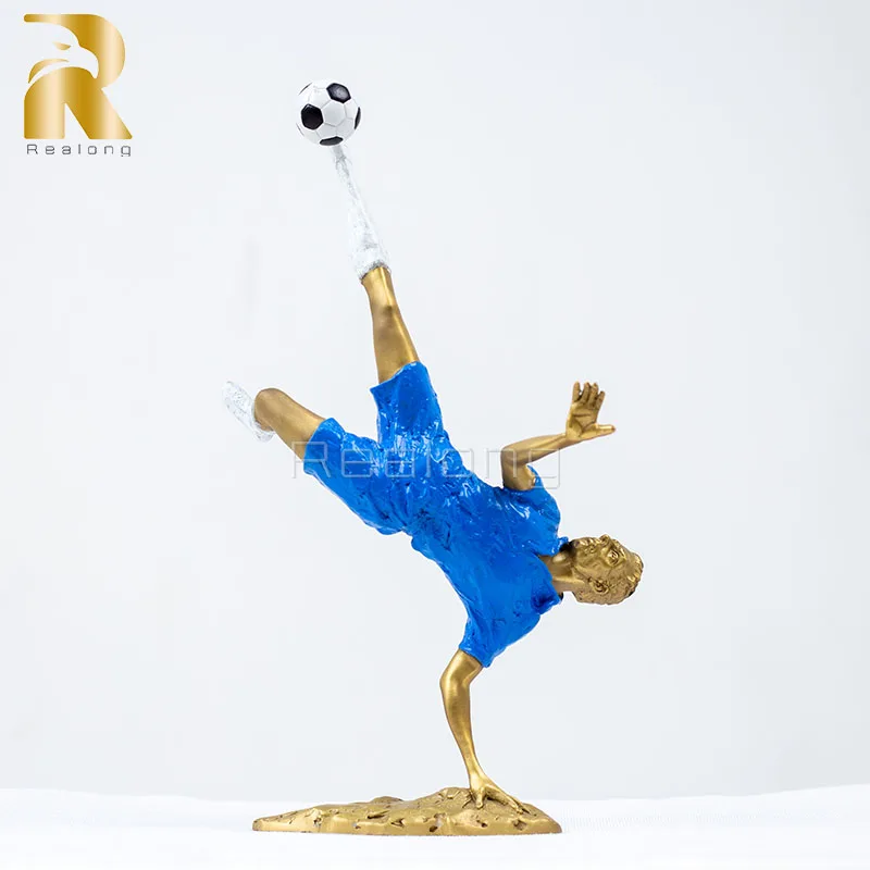 Modern Art Bronze Football Man Statue Famous Bronze Football Sculpture Cast Sport Crafts For Home Decor Gorgeous Ornament Gifts