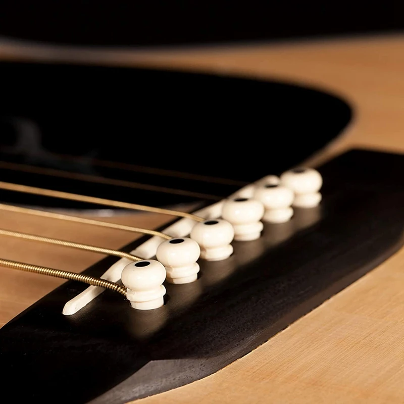 Clavijas de puente de guitarra acústica, clavijas en blanco y negro con 1 pieza Extractor de pines de puente en guitarra, 36 piezas