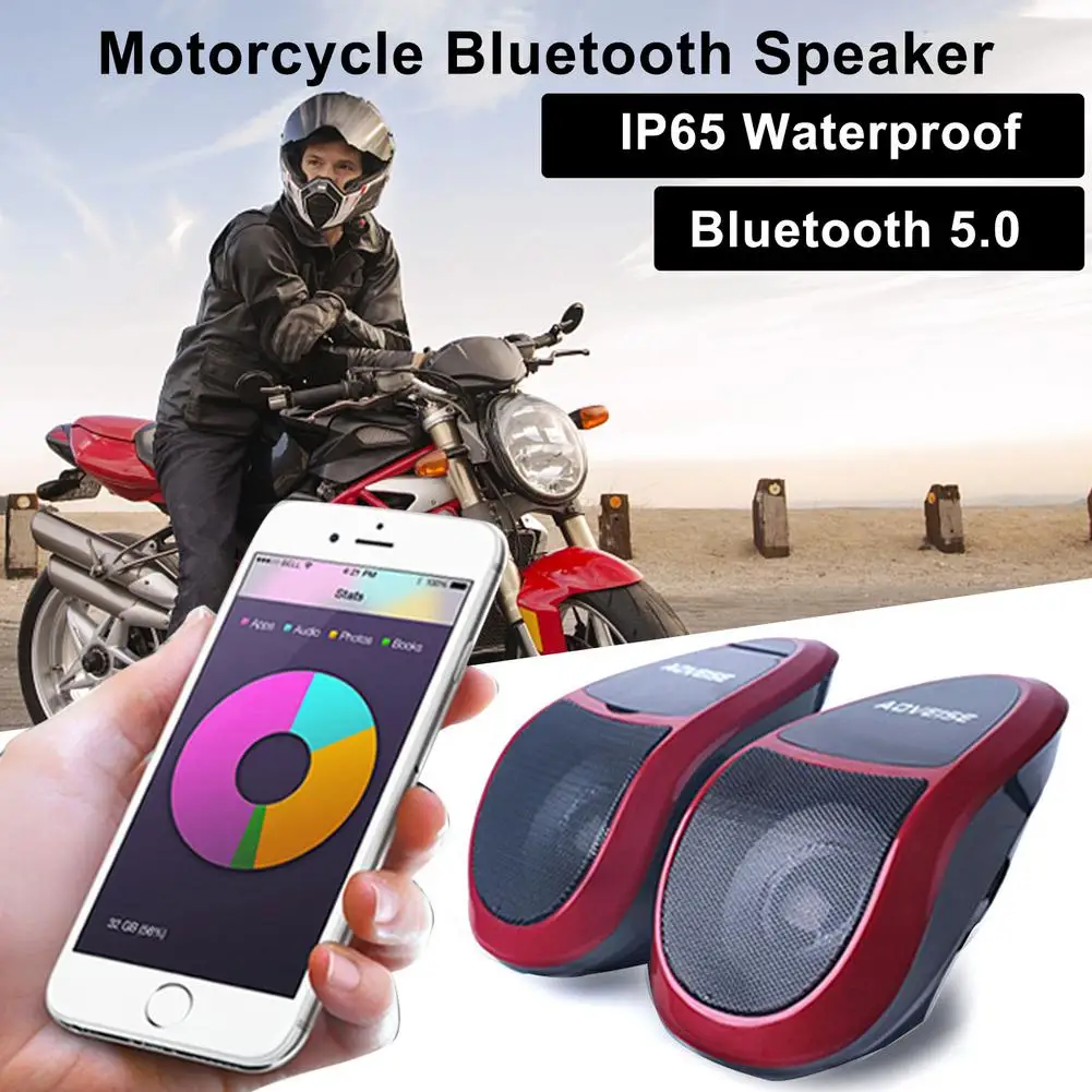 Motorcycle Bluetooth Speakers Waterproof Stereo Audio Amp System Otorcycle Portable Stereo Music Audio Player With FM Radio