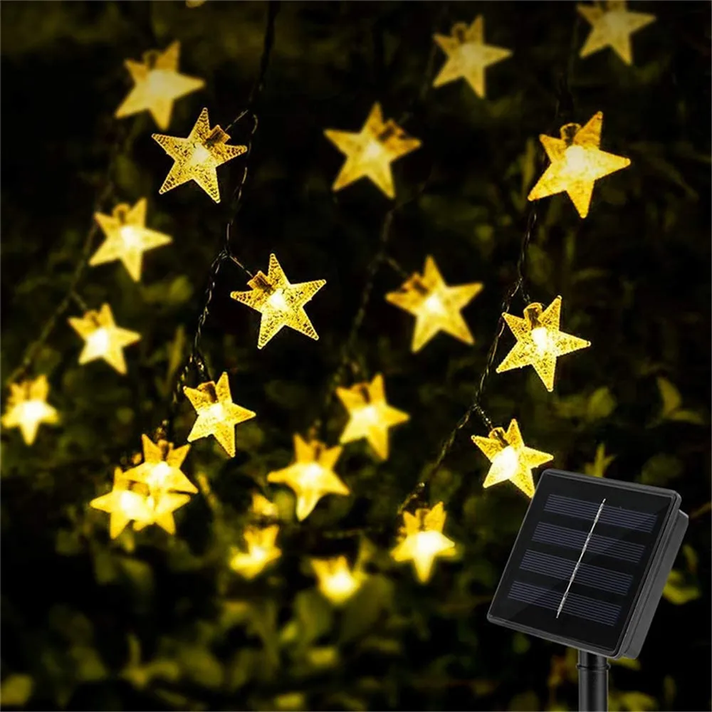 5M 10M LED Solar Lamp Star 50 LED String Lights Flash Waterproof Fairy Garland For Outdoor Garden Christmas Wedding Decoration