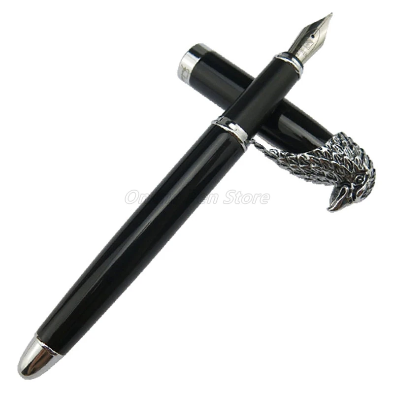 Fuliwen Metal Black Owl Eagle Head Clip Fountain Pen Broad Nib 0.7mm Professional Stationery Supplies Writing Tool Gift