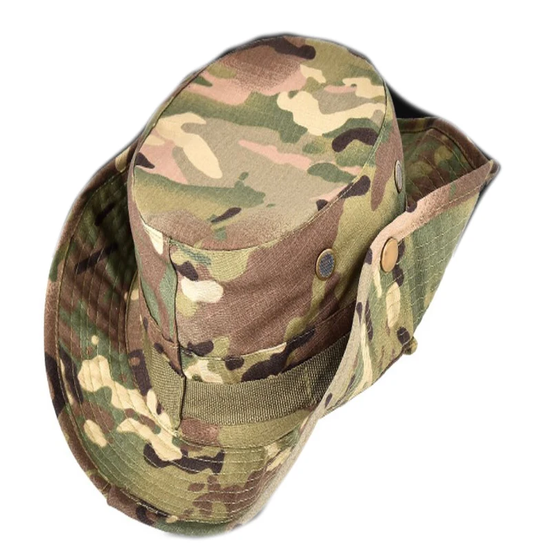 Mens Round-brimmed Hat Sun Boonie Hat Cap For Fishing Hiking Outdoor Alpine Hats CP Camo Multicam