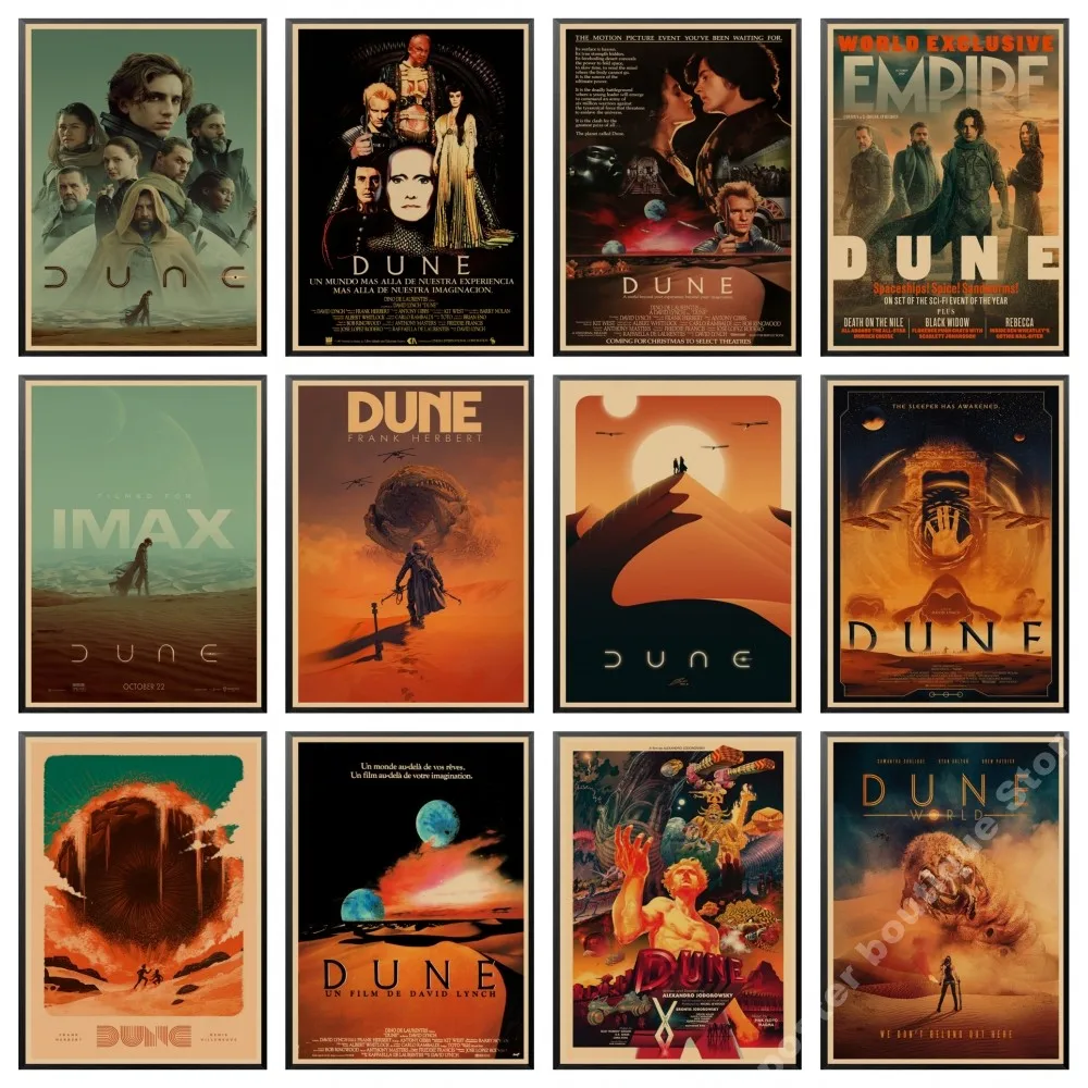 Movie Dune Retro Poster Travel Poster Artwork Fancy Wall Sticker for Coffee House Bar