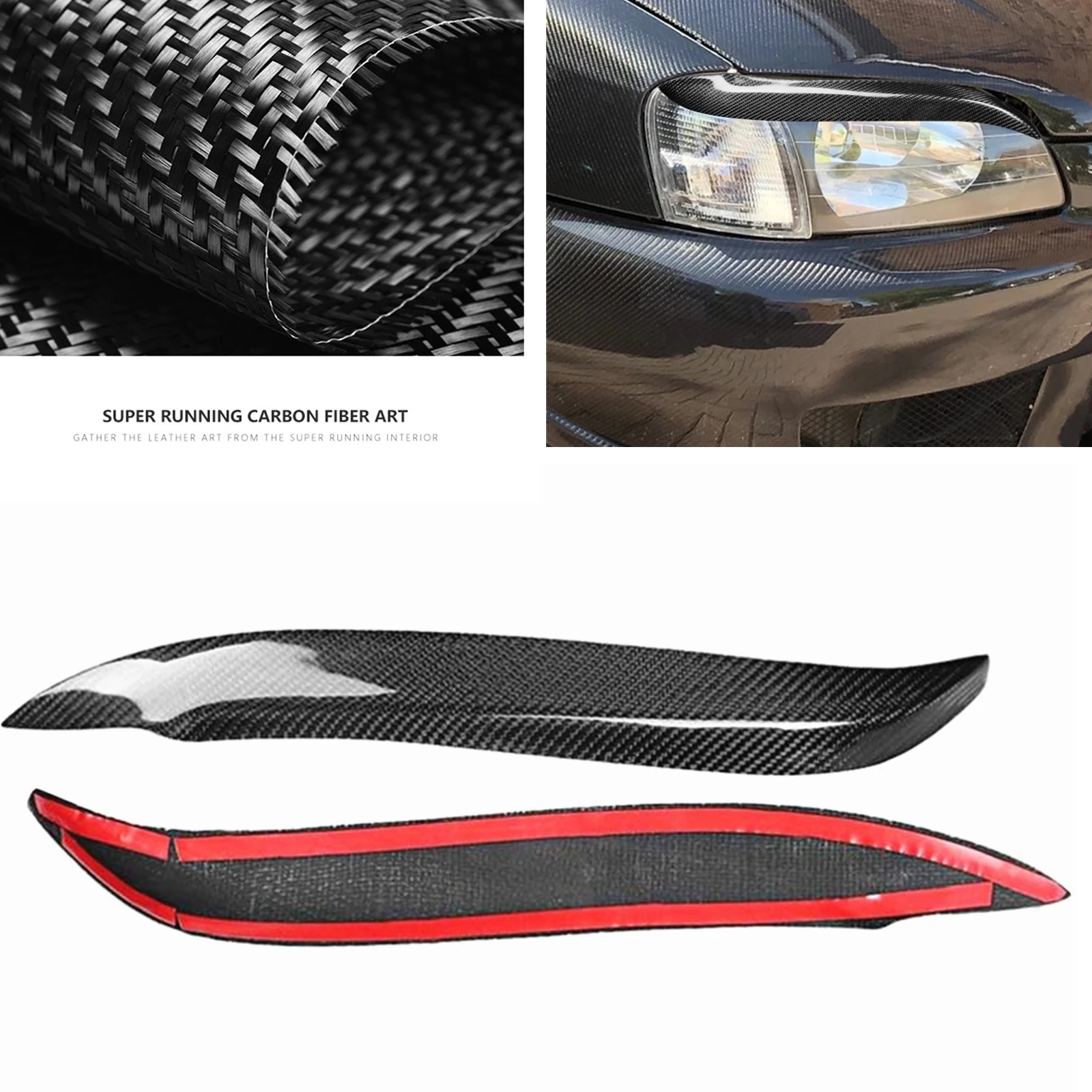 

For Toyota Starlet Glanza EP91 1996-1999 Carbon Fiber Front Head Light Lamp Brow Sticker Headlight Eyebrow Headlamp Eyelid Trim