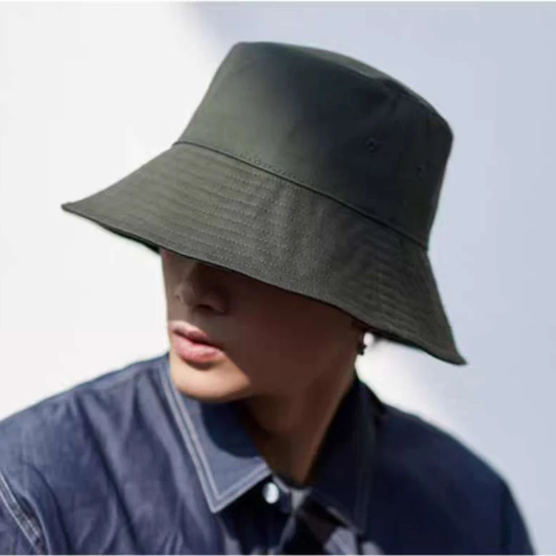 Large Big Size Sun Hats Men Summer Double Side Bucket Hat Men\'s Panama Fedoras Outdoor Fisherman Hat Visor Basin Cap Beach Hat