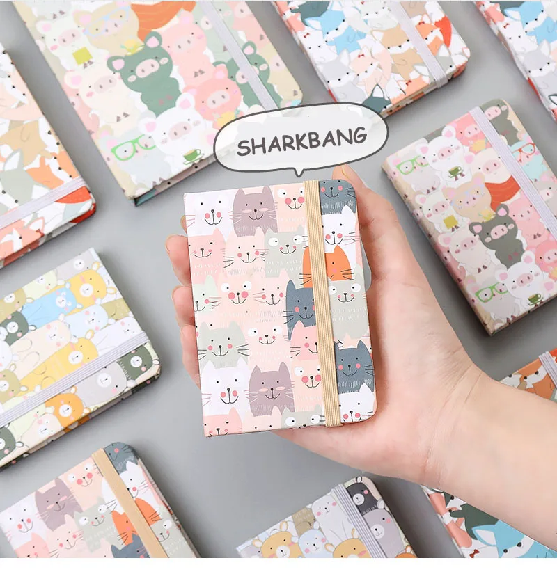 Sharkbang A5 A6 A7 Mini Notebook Trompet Leuke Notepad Hard Cover Kawaii Kat Dieren Handbook Tijdschrift Agenda Boeken Briefpapier