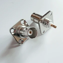 Connector BNC Female jack 4-hole 18.5mm flange solder panel mount straight