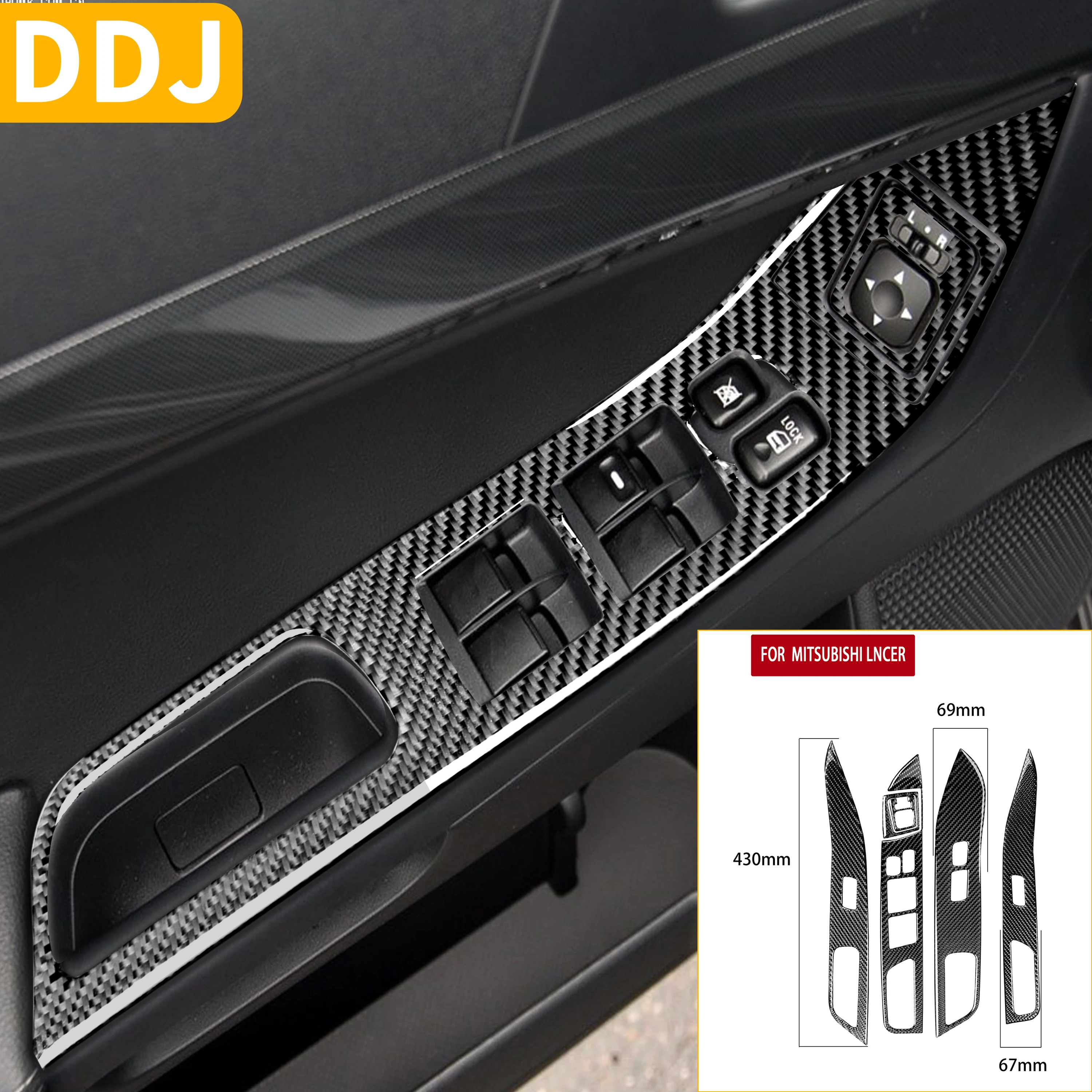 

For Mitsubishi Lancer EVO X MR 2008-2015 Car Power Window Lift Switch Panel Carbon Fiber Sticker Door Button Trim Cover LHD RHD