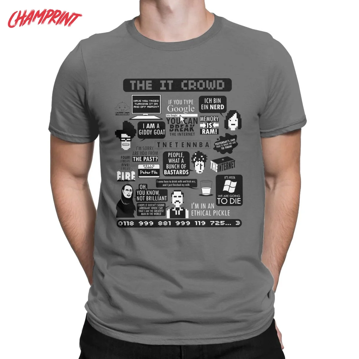 Men T-Shirts The IT Crowd Quotes Unique Pure Cotton Tee Shirt Short Sleeve Computer Programmer T Shirts Crewneck Clothes Graphic