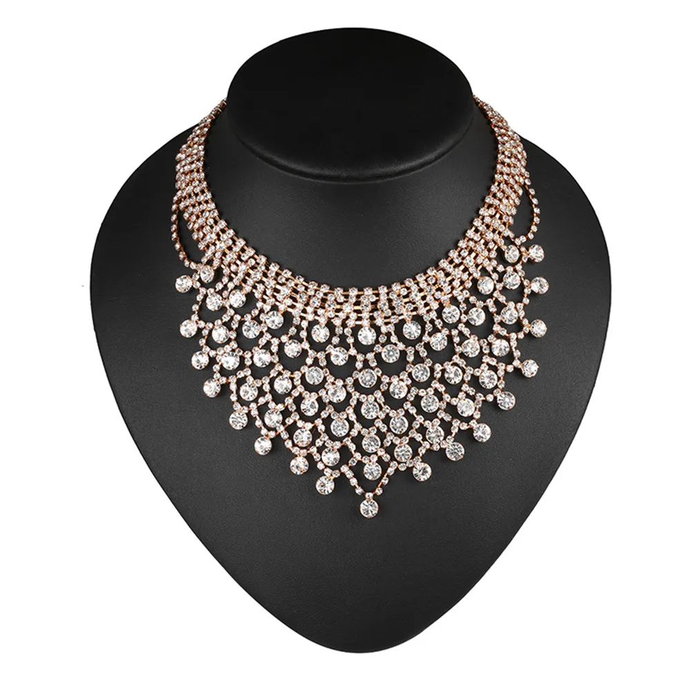 A Luxurious Rhinestone Necklace for Women Party Supplies Bridal Sparkling Wedding Accessories Fashion Prom Jewelry Wholesale