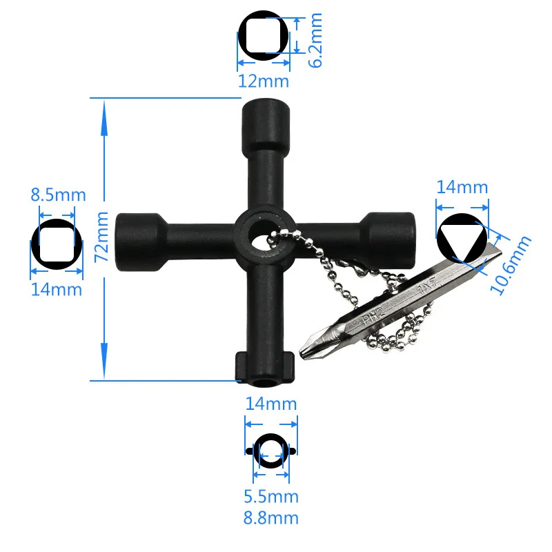 4 Ways Universal Triangle Wrench Key Plumber Keys Triangle For Gas Electric Meter Cabinets Bleed Radiators Multifunction