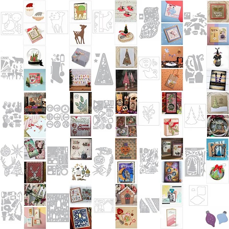 christams cutting dies reindeer sled snowglobe holly ornament dies halloween boots broom  mixed dies cut 2021 new arrival