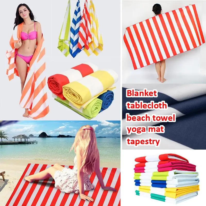 

WUJIE Large Stripe Beach Towel Quick-Dry Travel Yoga Mat Blanket Bathroom Towel Rectangle Microfiber Towel for Adult 5 Colors