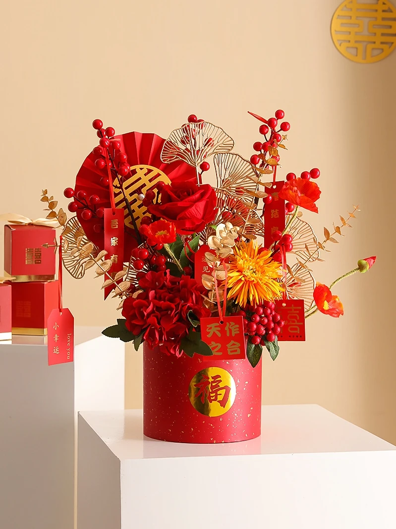 

2022 Chinese New Year of The Tiger Decoration Festive New Year Floral Decoration Artificial Flower Decoration