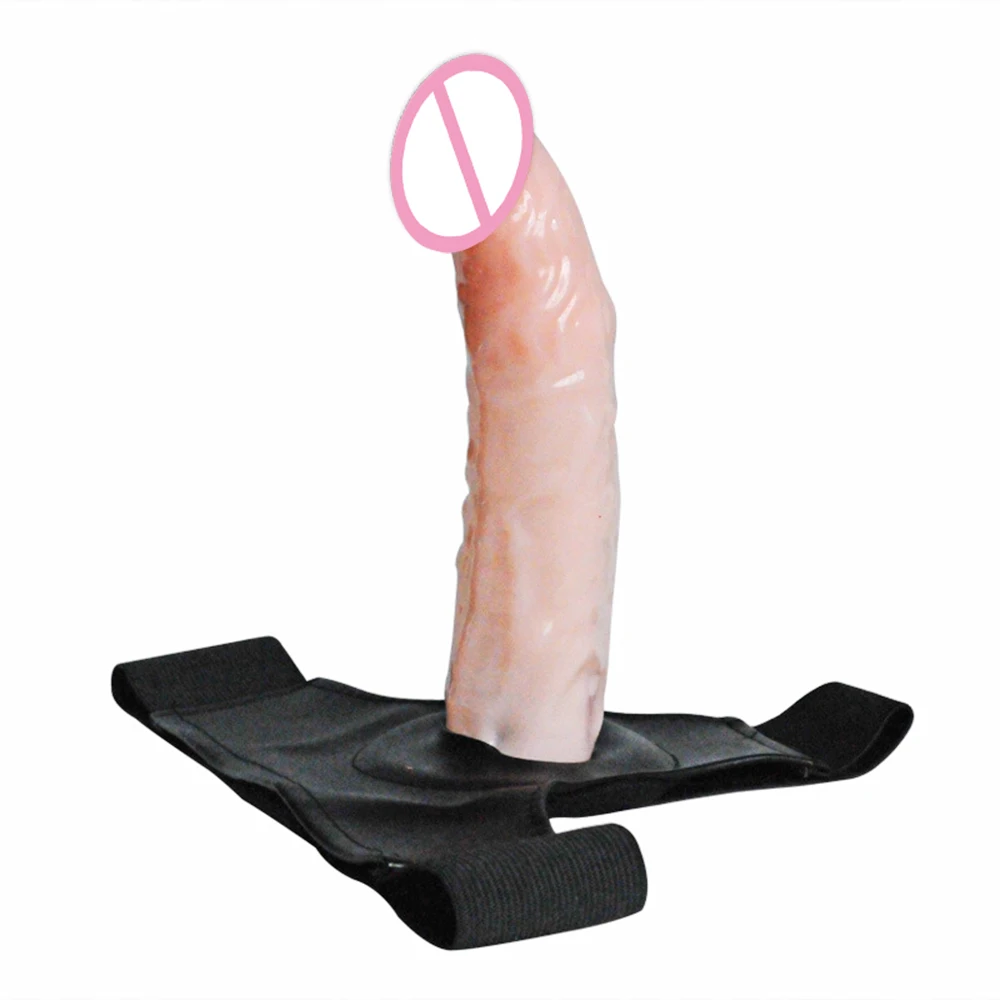 Hollow Dildos Silicone Penis Sleeve Extender Condom With 8.6cm Solid Glan Strapon Harness Men Realistic Penis Enhancer Sex Toys