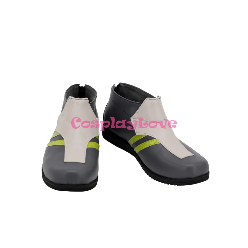 CosplayLove OW Gioco 2 Shimada Genji Scarpe grigie Cosplay Stivali lunghi in pelle realizzati su misura per la festa di Natale di Halloween