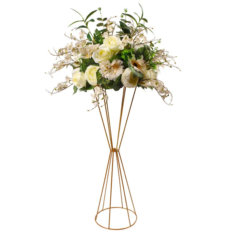 10-teiliges Blumenvasen-Set, Gold/Weiß, Metall-Blumenständer für Hochzeitsdekorationen, Partydekoration, elegantes Blumenregal für den Gang. – Detail 4