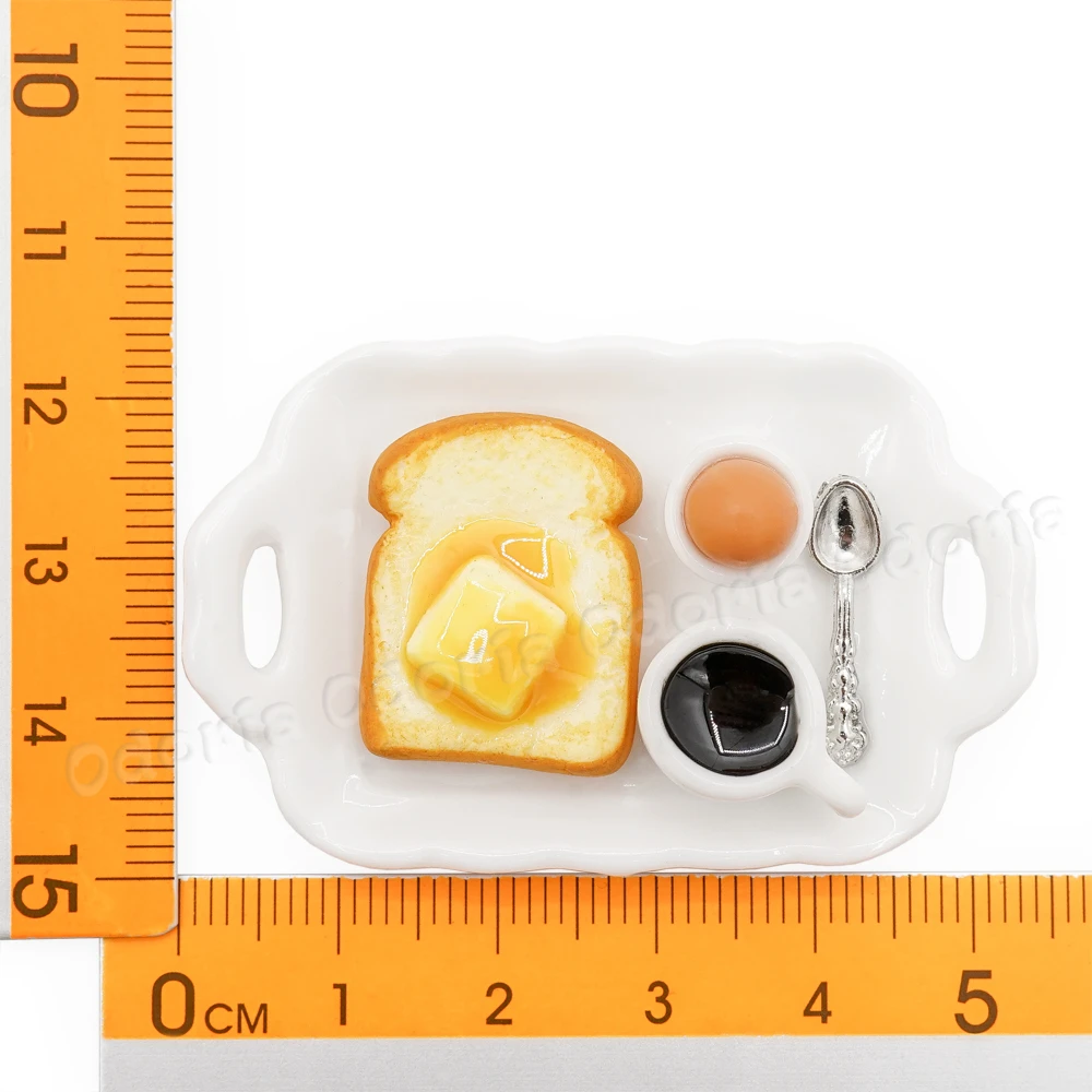 Odoria-plato de café tostado de mantequilla para desayuno en miniatura, juego de cocina de simulación, accesorios para casa de muñecas, decoración para casa de muñecas, 1:12