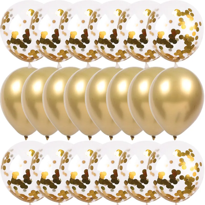 

20Pcs Gold Confetti Balloons Set Chrome ballon Birthday decor Kids Party Wedding Decoration Wedding Anniversary globos Metallic