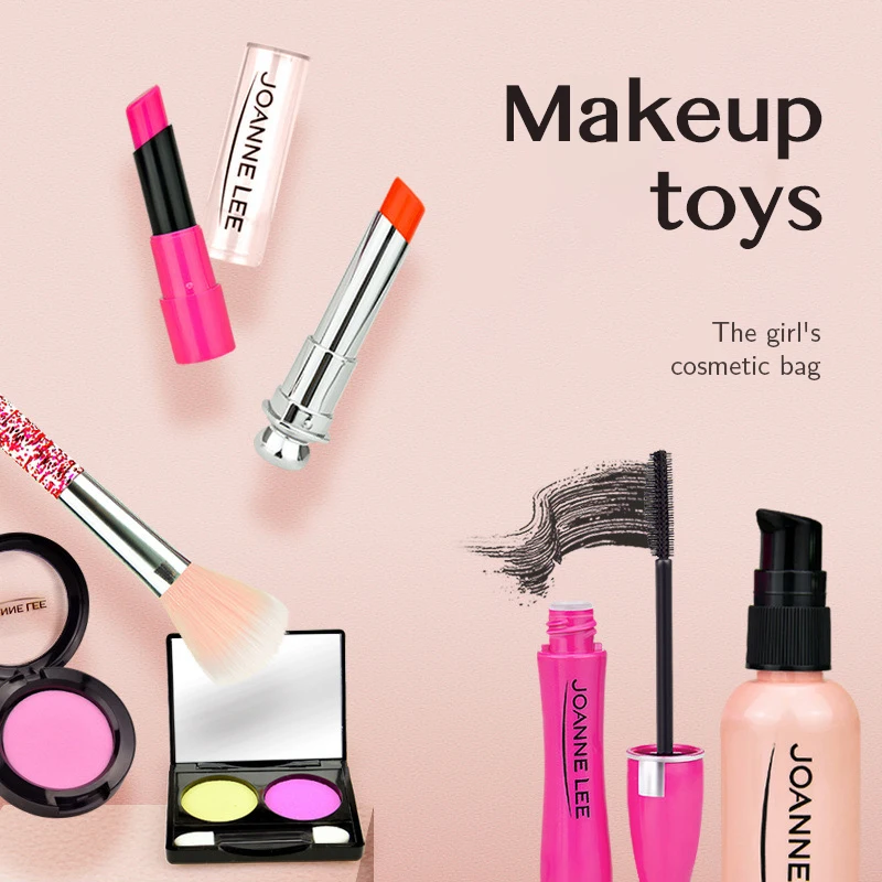 Juego de maquillaje de simulación para niñas, juego de maquillaje con lápiz labial, sombra de ojos, cosméticos, casa de juego, Princesa, juguete de cumpleaños, 1Set